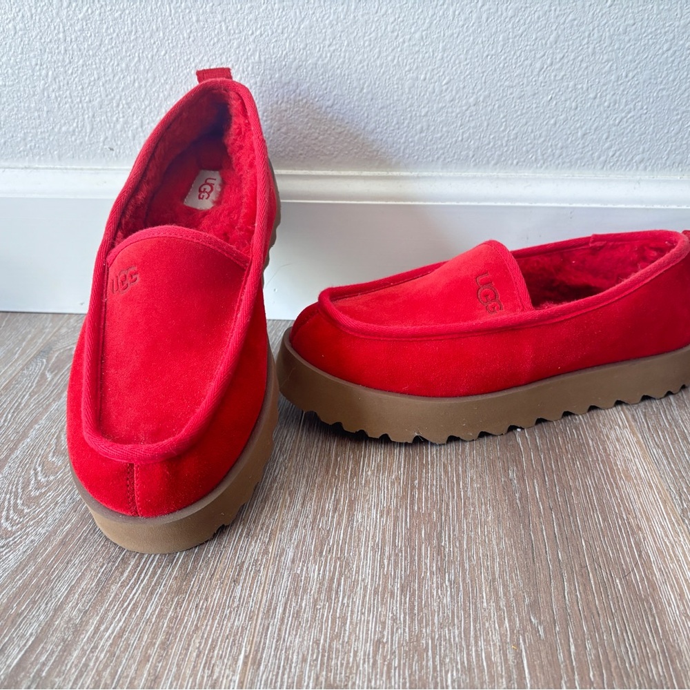 UGG Red Slippers with Brown Sole